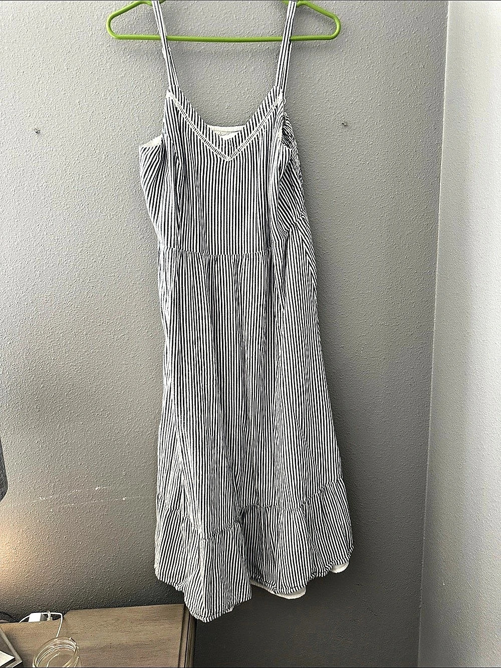 Old Navy Fit & Flare Striped Cami Midi Dress White & Blue Large